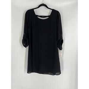 SPEECHLESS NWT women's black shift dress size L 3/4 sleeve lined office career